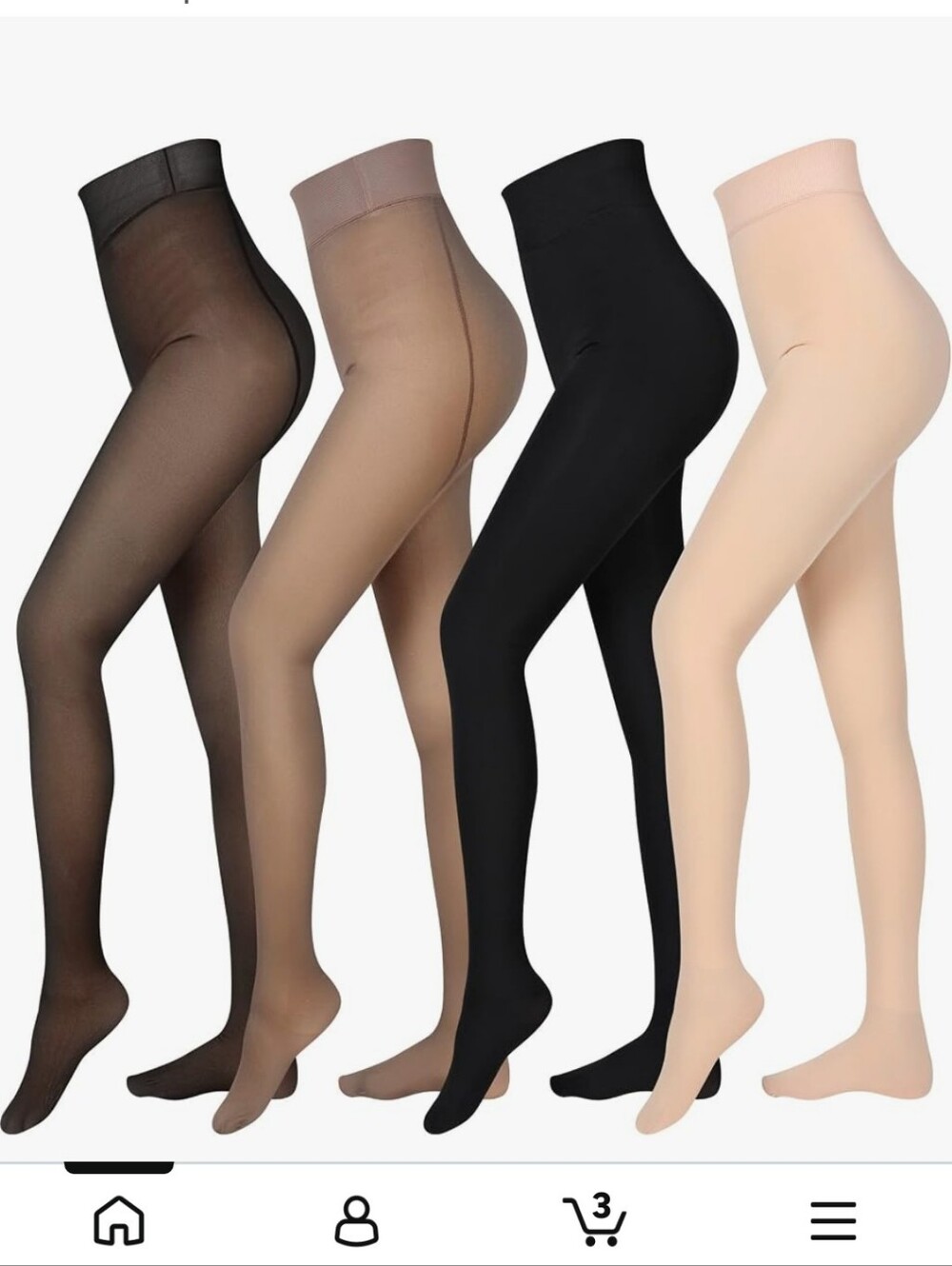 One Size 3 Amazon Women’s Sheer and Opaque Tights - 1 Black,   1 Beige  1 Beige